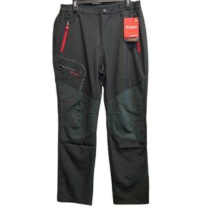 Aokeda Mens Black Outdoor Hiking Sports Pants 3XL Waterproof Elastic Waist Pocke